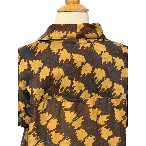 Rachel Comey Women's Neto Top Silk Cotton Blend Earth Tones Short Slv Size 2 / S - Picture 8 of 15